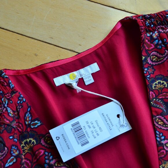 BODEN BECKY MIDI WRAP DRESS Winterberry Exotic Floral Size US 8R - Picture 9 of 15